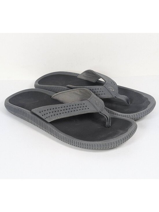 Olukai Ulele Flip Flops Comfort Sandals Black Gray Men\'s Size 10 Slip On Beach